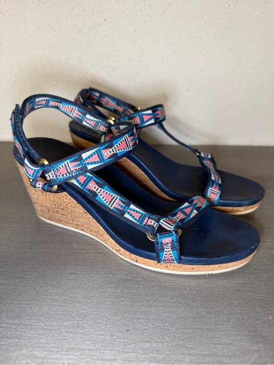 Teva Shoes - Teva Arrabelle Mosaic Leather Wedge Heel Sandals Blue Women's Size US 9